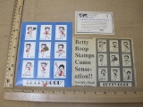 Mint block of 9 Betty Boop Postage Stamps, 1998