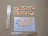 Lot of Canceled 1941 50-Cent US Air Mail Postage Stamps, Twin-Motored Transport, Scott #C31
