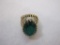Sterling Silver Ring with Green Gemstone, size 6, marked sterling, 9.9 g total weight