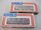 Two American Flyer Southern Train Cars including Southern Pacific Gondola and Canisters 6-48500 and