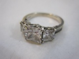 Sterling Silver Ring with CZ Stones, size 7, marked 925 CZ, 4.2 g total weight