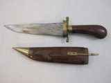 Knife/Dagger with Wooden Handle and Wooden Sheath, blade marked India, 6 oz
