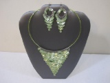 Green Sequin Necklace and Earring Set, 1 oz