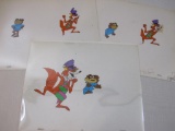 Three Vintage Sugar Bear and Sugar Fox Animation Production Cels including F-5, FD10 and FD12, due