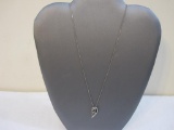 Sterling Silver Open Heart Pendant and Necklace, 3.3 g total weight