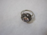 Sterling Silver and Pale Amethyst Ring, Size 6, stone has been tested, 4.9 g total weight