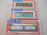 Three American Flyer New York Central Train Cars including Gondola & Canisters 4-9304, Box Car