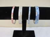 Four Vintage Bangle Bracelets with In-layed Shell, 3 oz