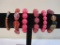 Six Pink Beaded Stretch Bracelets, 5 oz