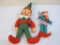 Two Vintage Elf Dolls, felt body with rubber faces (rubber hands on larger), 1 lb