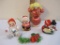 Lot of Vintage Silk Wrapped Christmas Figures and Ornaments, made in Japan and more, 7 oz