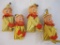 Four Vintage NOEL Japan Gold Knee Hugging Elf Figures/Ornaments, 6 oz