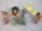 Four Vintage Christmas Ornaments including new in package dinosaur and hugging elf, and more, 4 oz