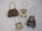Four Vintage Purses/Ornaments (red with sequins does not open), 7 oz