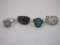 Four Assorted Rings including Size 4 Silver Pawn Ring (3.5 g total weight), Size 8 18 KT GE (3.1 g