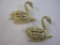 Two Gold Tone Swan Pins with Gemstone Accents, 1 oz