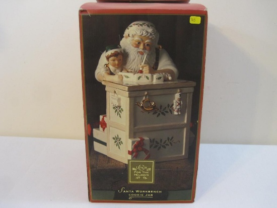 Lenox Santa Workbench Cookie Jar, Lenox For The Holidays Collection, in original box, 6 lbs 8 oz