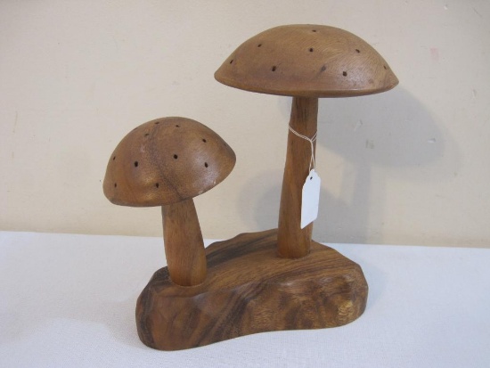 Vintage Wooden Mushroom Monkey Pod Appetizer Server, Dolphin Genuine Monkey Pod, made in
