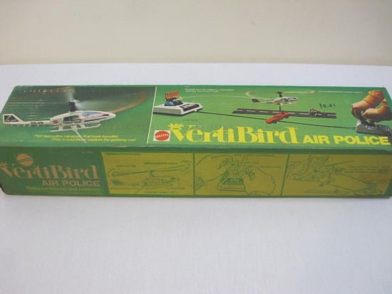 Mattel VertiBird Air Police RC Helicopter in original box, 1973 Mattel, 1 lb 7 oz