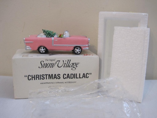 Pink Christmas Cadillac Handpainted Ceramic Accessory The Original Snow Village, Department 56, 4 oz