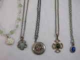 Five Vintage Necklaces including Butterfly Locket and Avon Necklace and Pendant, 2 oz