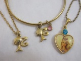 Three Gold Tone Barbie Jewelry Items including Avon and more, 1 oz