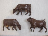 Three Vintage Cast Metal Cow Figures including Britain LTD and more, 6 oz