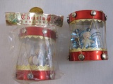 Two Vintage Japanese Drum Christmas Ornaments including 1 new in package, made in Japan, 5 oz
