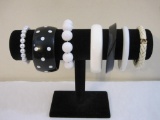 Seven Black and White Bracelets including bangle and more, 6 oz