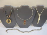 Four Vintage Necklaces including Bone Beaded Necklace and more, 6 oz