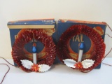 Two Vintage Royal Sparkling Cellophane Christmas Wreaths in original boxes, AS IS, 1 lb