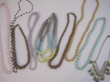 Nine Beaded Necklaces including pastels and more, 13 oz
