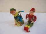 Two Vintage Elf Ornaments including Noel Football Elf and Present Elf, 2 oz
