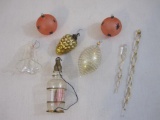 Lot of Assorted Vintage Glass Ornaments including ship in a bottle, and more, 9 oz