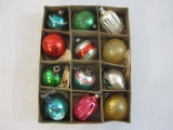 Lot of 12 Vintage Glass Christmas Ornaments, most marked Shiny Brite or Japan in original Shiny
