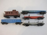 Five Vintage Lionel Train Cars including 2 Metal Flat Cars and more, see pictures for condition, 1