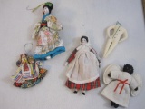Lot of Assorted International Doll Christmas Ornaments, 6 oz