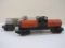 Two Postwar Lionel O Scale Single Dome Tank Cars including Gulf Oil Corporation GRCX6315 and Sunoco