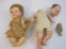 Three Antique Dolls including composite with closing eyes and more, AS IS (see pictures for