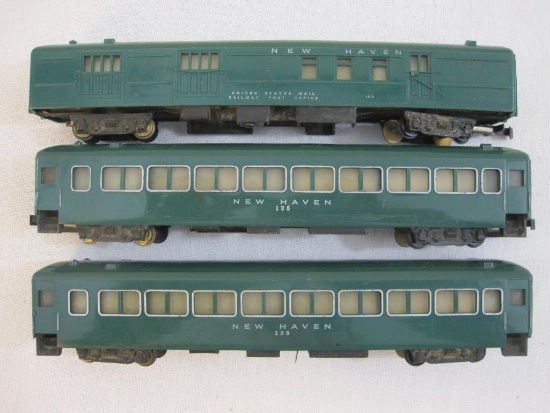 Set of 3 American Flyer New Haven Passenger Train Car Set including 2 passenger cars and 1 combo car