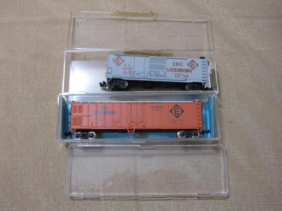 Two Erie Lackawanna N scale Box Cars Life-Like and Atlas 4oz