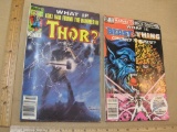 Two 1980's Marvel Comic Books, WHAT IF, Loki had Found the Hammer of Thor and Beast and the Thing