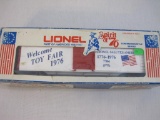 Lionel Spirit of '76 Toy Fair 1976 Boxcar 7704, O Scale, with box 14oz
