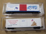Two Life-Like N Scale Box Cars Evans 50' Stone Mountain 10023 and 50' Evans Marine 22008 4oz