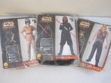 Three Vintage Star Wars Halloween Costumes including Anakin Skywalker (kids small), Darth Maul (kids