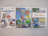 Three WII Games including Wii Play, Super Mario Galaxy 2, and Mario Kart Wii 1lb1oz