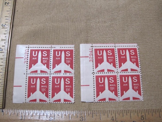 Two Blocks of Four 11 Cent US Airmail Stamps Scott #C78