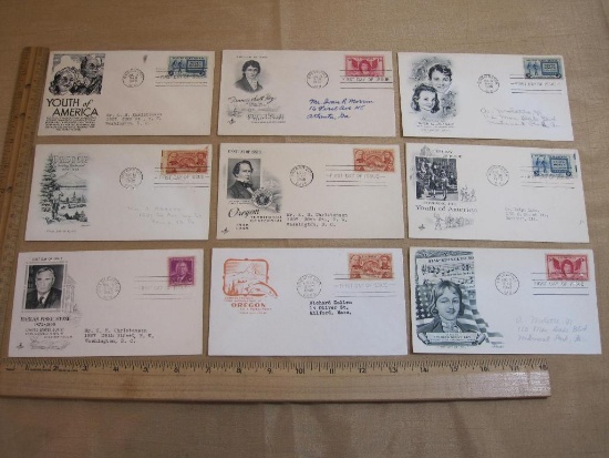 First Day Covers 1948 including Honoring Youth Of America Washington D.C., Francis Scott Key