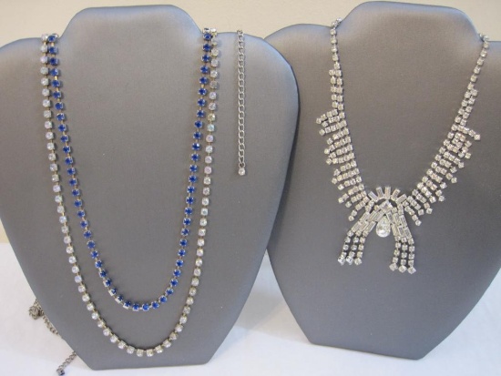 Rhinestone Necklace and 2 Rhinestone Belts including 1 opalescent and 1 cobalt blue 3oz