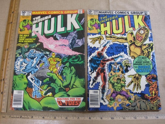Two Vintage Marvel The Incredible Hulk Comic Books 1980s Vol. 1 No. 254, 259 4oz